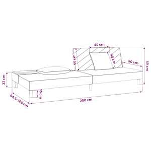 2místná rozkládací pohovka se 2 polštáři světle šedá textil - obrázek 11