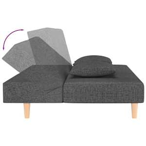 2místná rozkládací pohovka se 2 polštáři tmavě šedá textil - obrázek 8