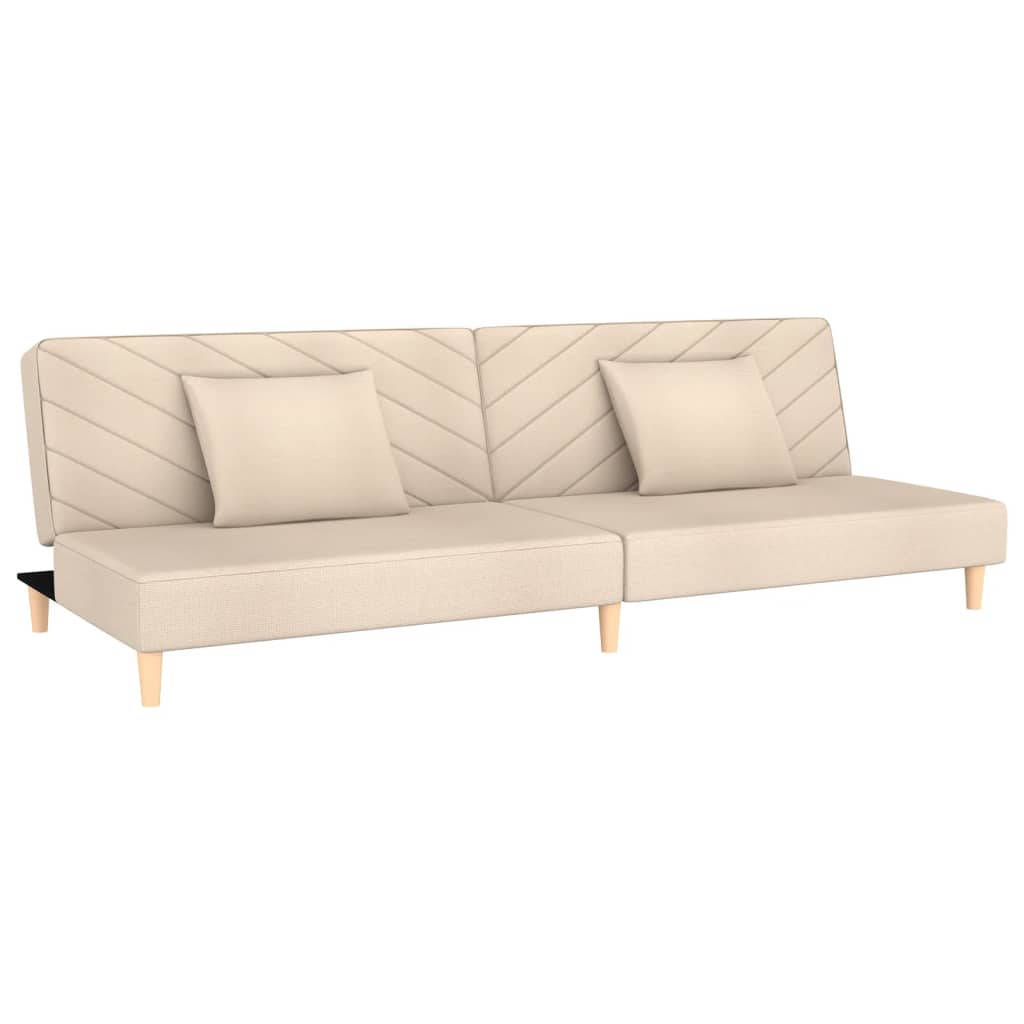 Thumbnail - vidaXL Schlafsofa 2-Sitzer mit 2 Kissen Creme Stoff