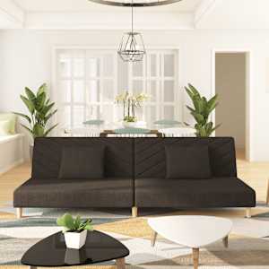 Kavč dvosed z ležiščem in dvema blazinama rjavo blago