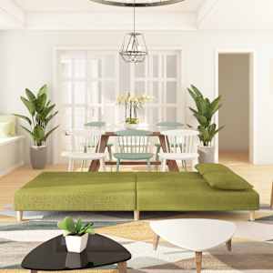 vidaXL 2-sæta Svefnsófi með Tveimur Púðum Grænn Tauáklæði