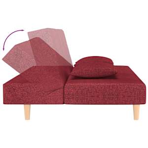 2místná rozkládací pohovka se 2 polštáři vínová textil - obrázek 7