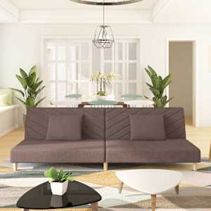 Kavč dvosed z ležiščem in dvema blazinama taupe blago