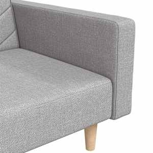 2místná rozkládací pohovka se 2 polštáři světle šedá textil - obrázek 9