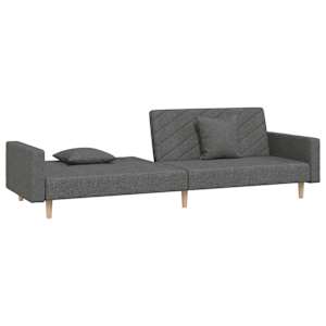 2místná rozkládací pohovka se 2 polštáři tmavě šedá textil - obrázek 4