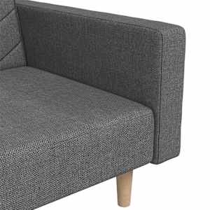 2místná rozkládací pohovka se 2 polštáři tmavě šedá textil - obrázek 9