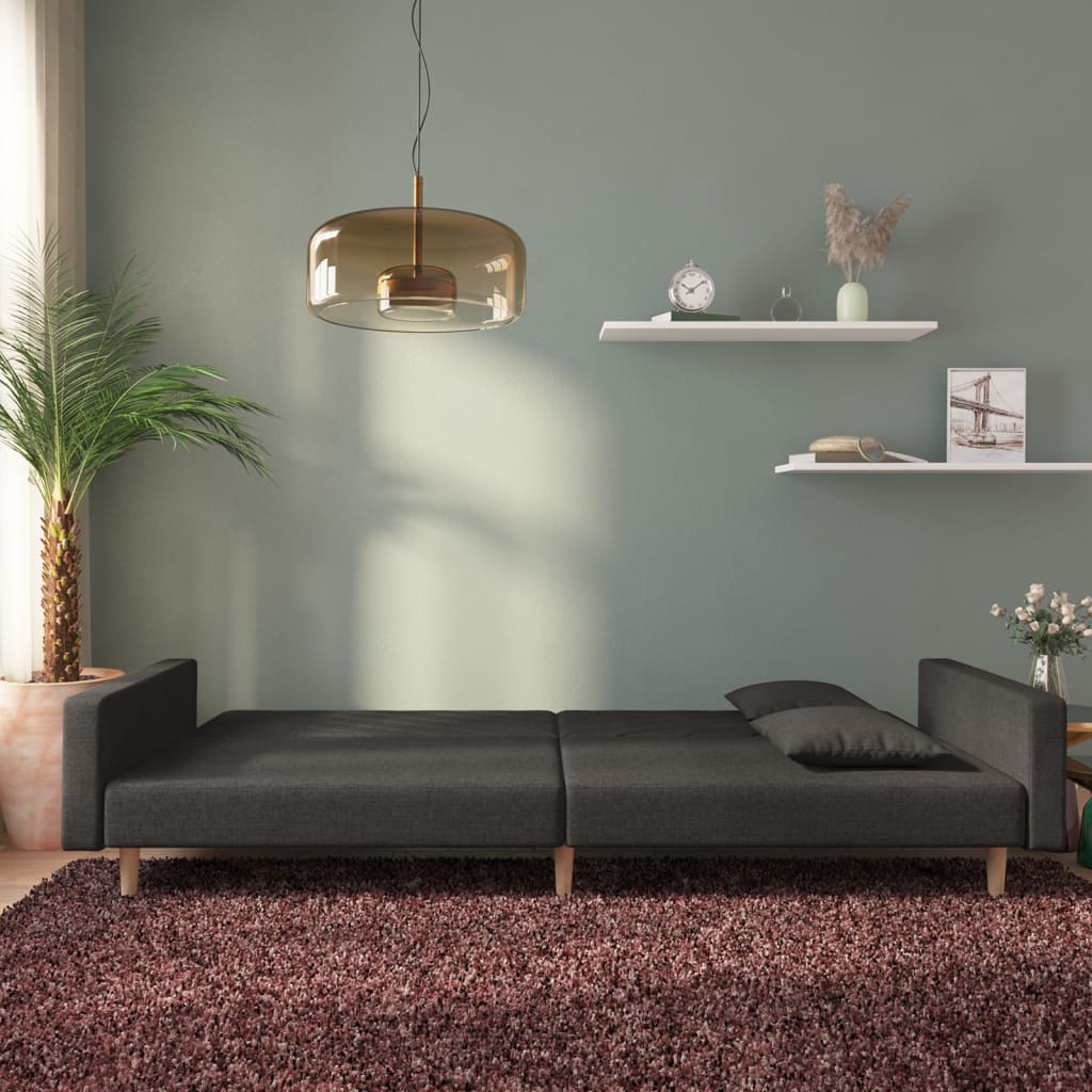 Thumbnail - vidaXL Schlafsofa 2-Sitzer mit 2 Kissen Schwarz Stoff