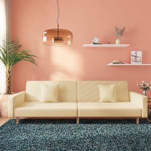 Kavč dvosed z ležiščem in dvema blazinama krem blago