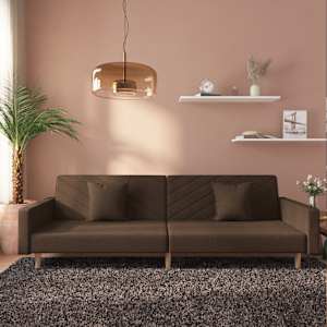 Kavč dvosed z ležiščem in dvema blazinama rjavo blago