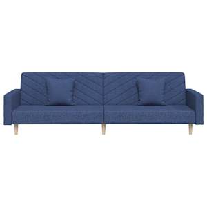 2místná rozkládací pohovka se 2 polštáři modrá textil - obrázek 5