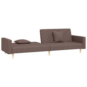 2místná rozkládací pohovka se 2 polštáři taupe textil - obrázek 4