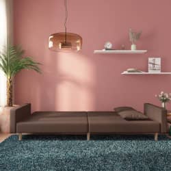 vidaXL Dvivietė sofa-lova su dvejomis pagalvėmis, taupe, audinys