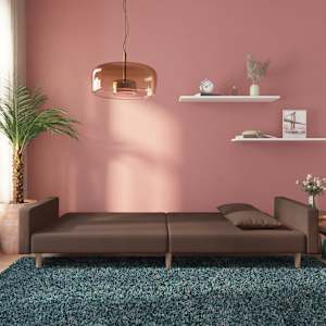 vidaXL Dvivietė sofa-lova su dvejomis pagalvėmis, taupe, audinys