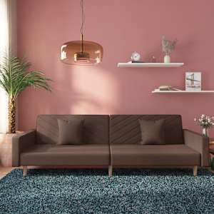 2místná rozkládací pohovka se 2 polštáři taupe textil - obrázek 1