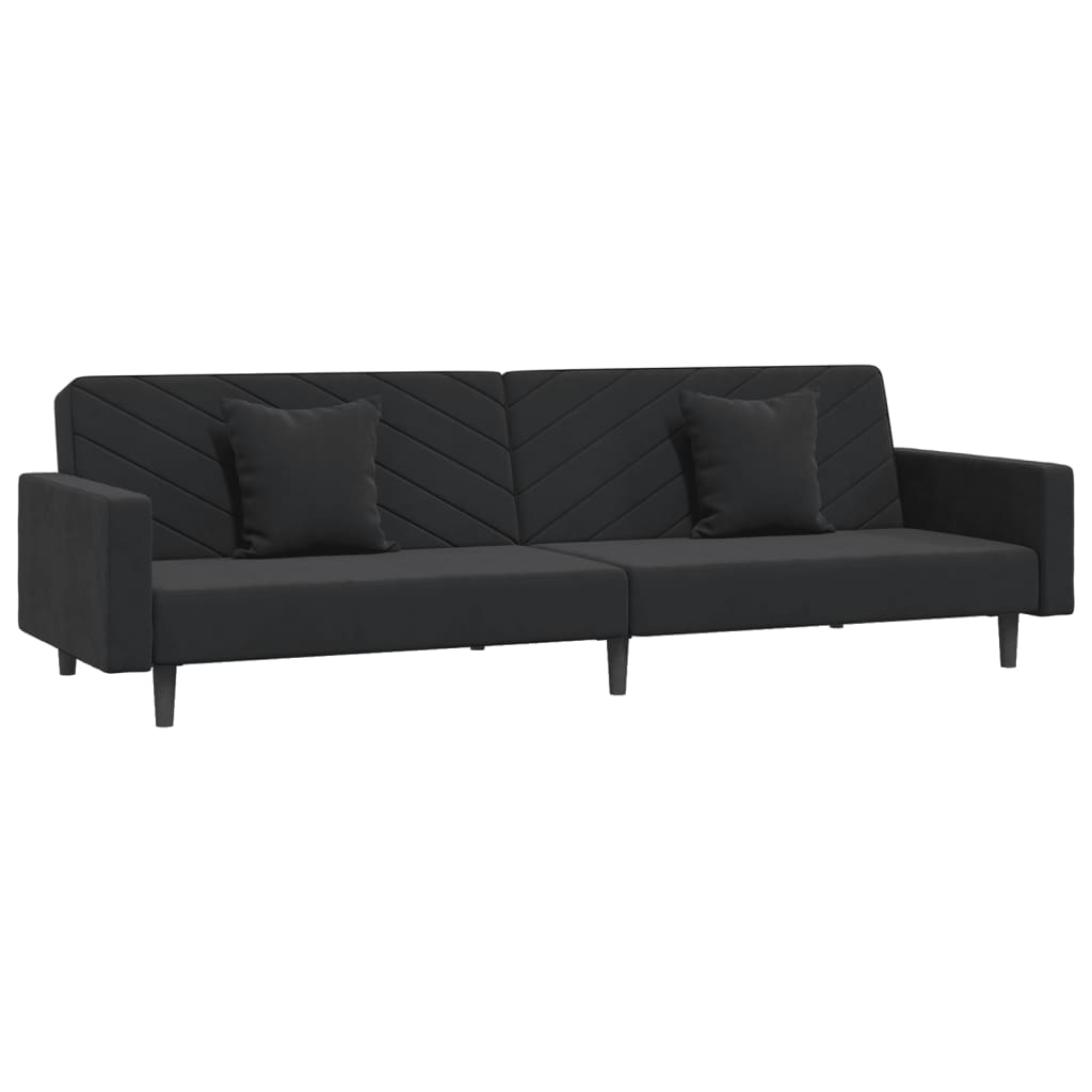 vidaXL Slaapbank 2-zits met 2 kussens fluweel zwart, foto 3