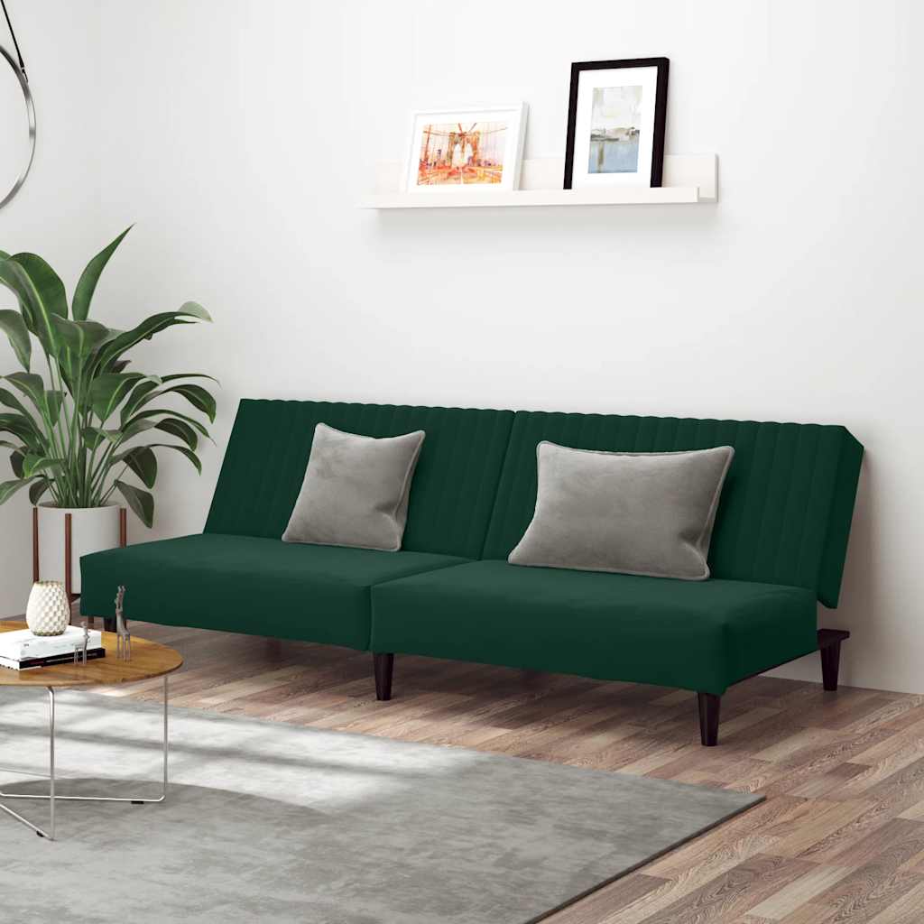 vidaXL 2-personers sovesofa fløjl mørkegrøn