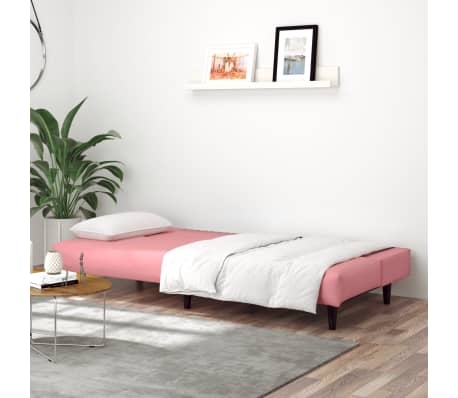 vidaXL Divano Letto a 2 Posti Rosa in Velluto