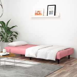 vidaXL Divano Letto a 2 Posti Rosa in Velluto