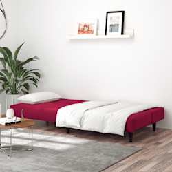 vidaXL Sof&aacute;-cama de 2 lugares veludo vermelho tinto