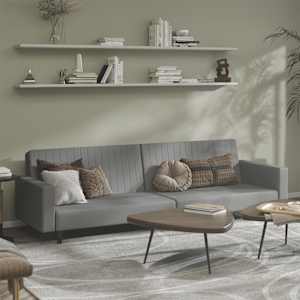 Kavč dvosed z ležiščem svetlo siv žamet