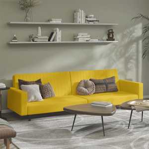 Kavč dvosed z ležiščem rumen žamet