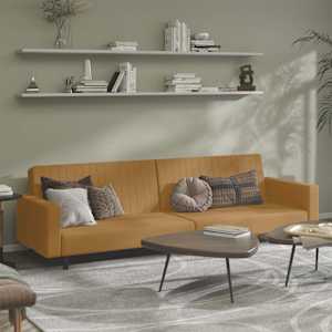 Kavč dvosed z ležiščem rjav žamet