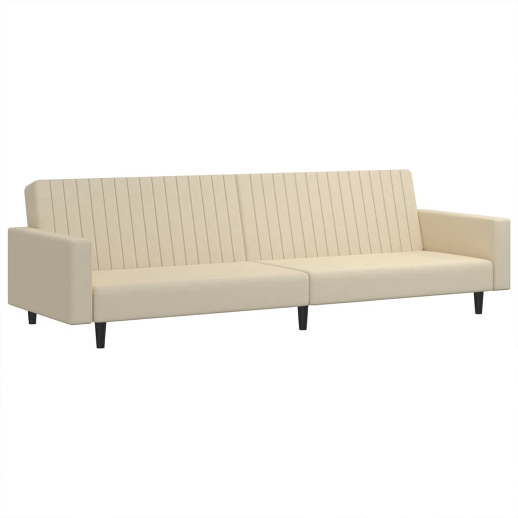 vidaXL Dvivietė sofa-lova, kreminės spalvos, aksomas-image-8721012380974