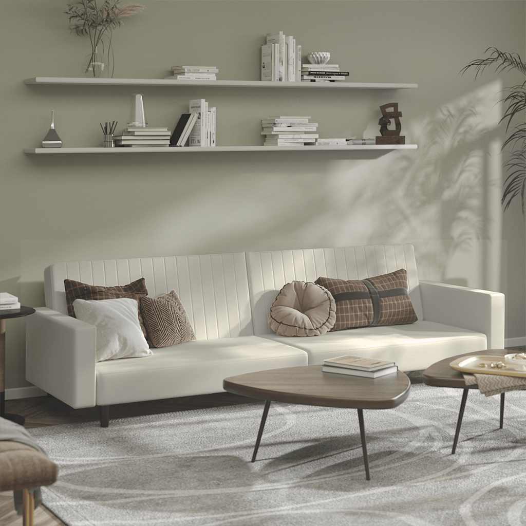 vidaXL Canapea extensibilă cu 2 locuri, crem, catifea