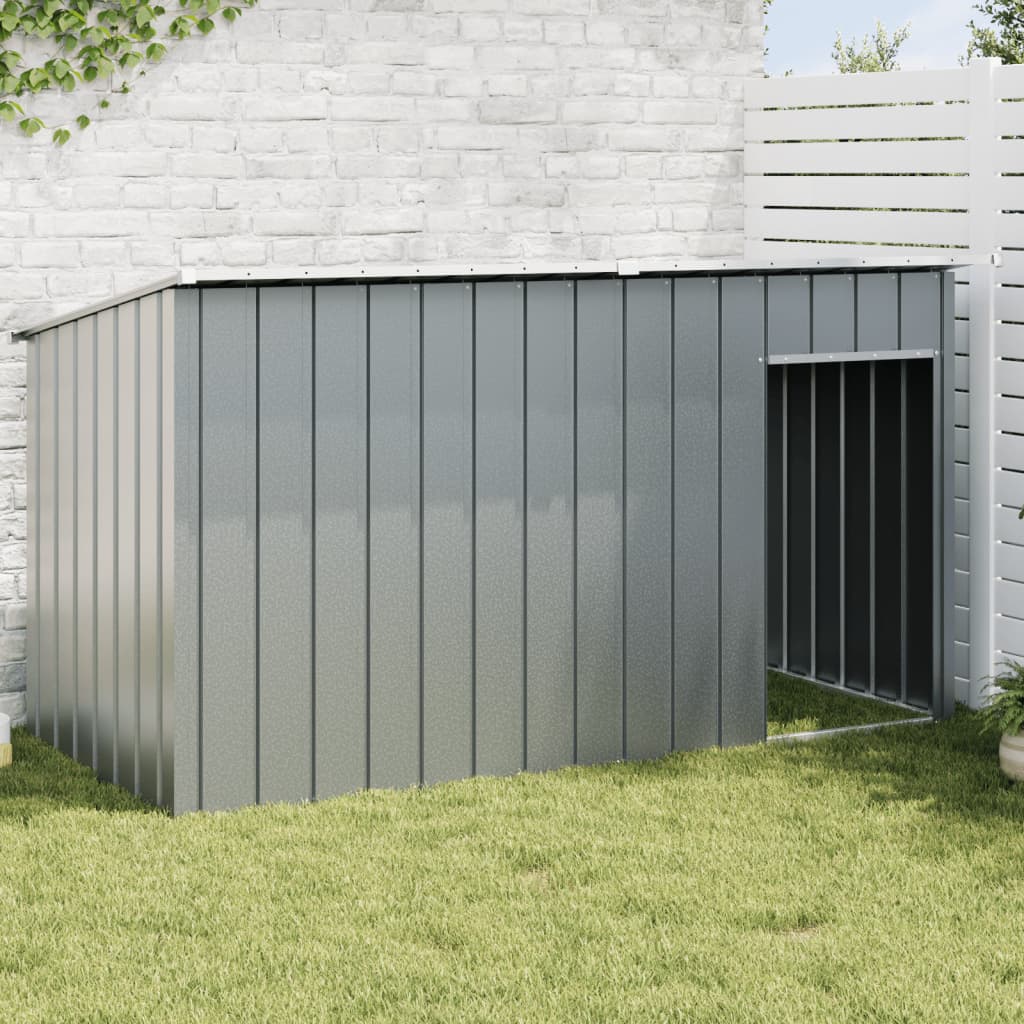 Dog House with Run Dog Kennel Dog Crate Anthracite Galvanised Steel vidaXL