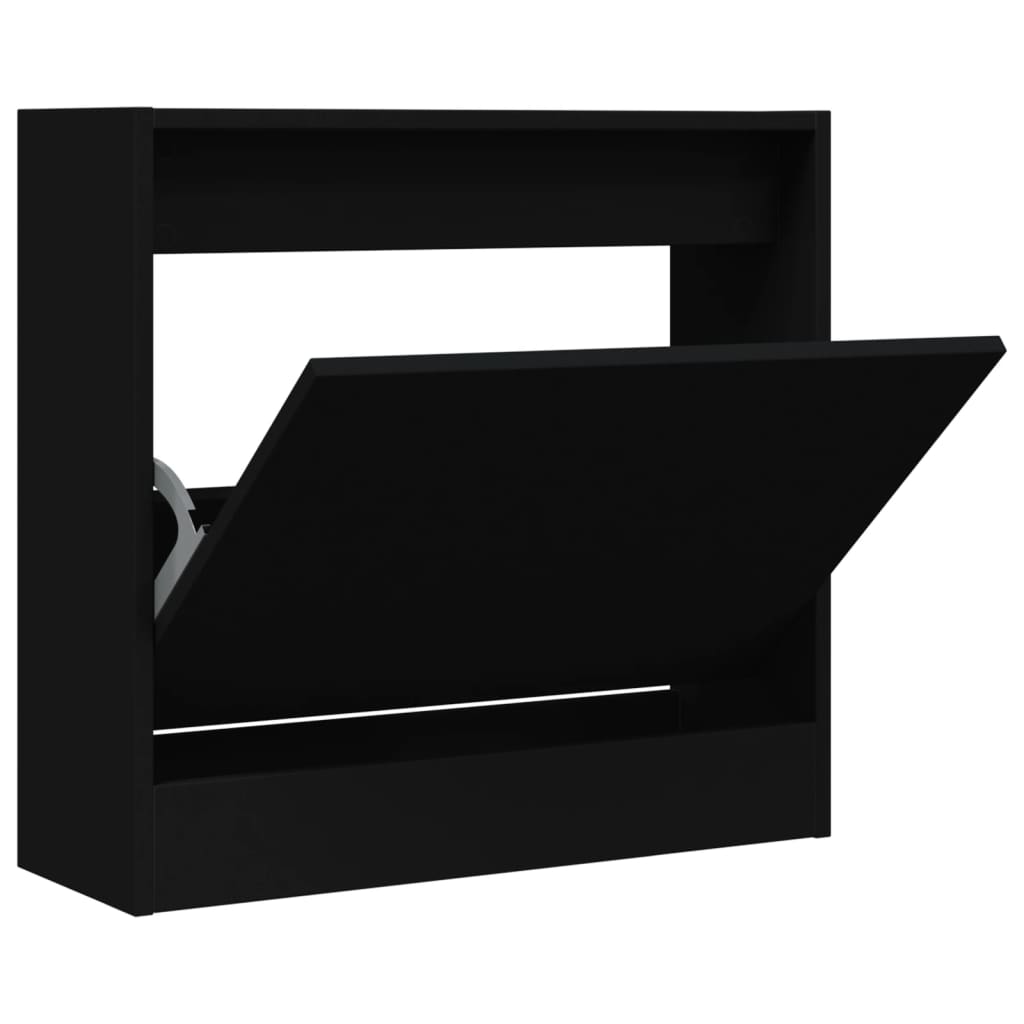 Szafka na buty, czarna, 60x21x57 cm, materiał drewnopochodny