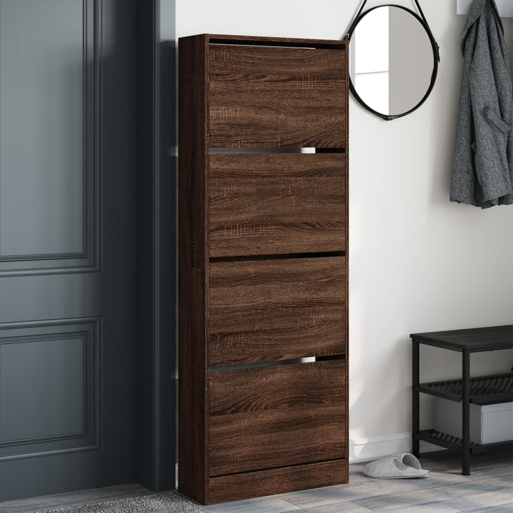 vidaXL Schoenenkast 60x21x163,5 cm bewerkt hout bruin eikenkleur