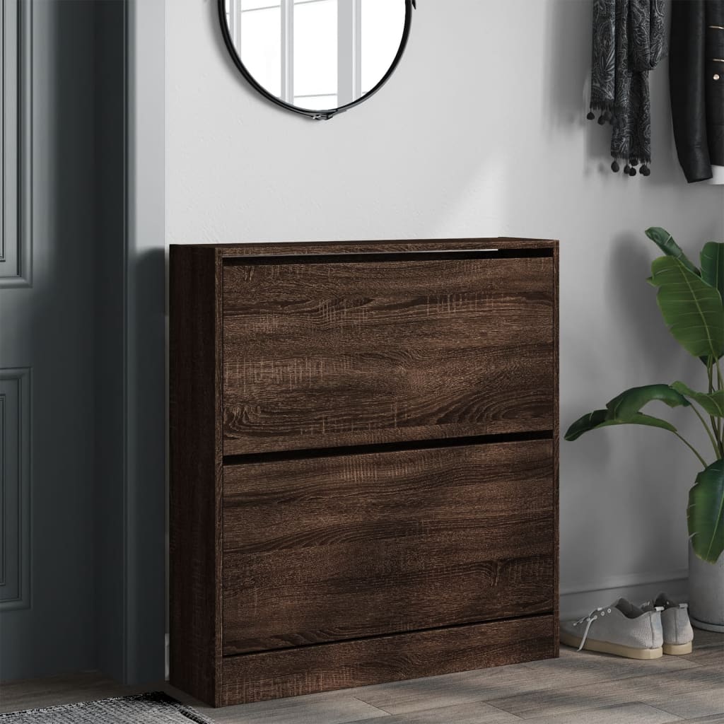 vidaXL Schoenenkast 80x21x87,5 cm bewerkt hout bruin eikenkleur