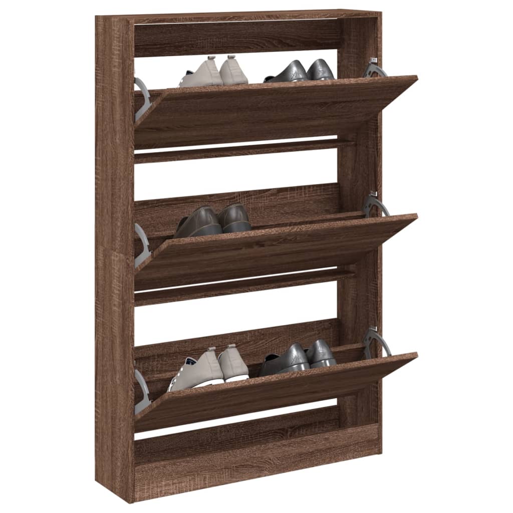 vidaXL skoskab 80x21x125,5 cm konstrueret træ røget egetræsfarve