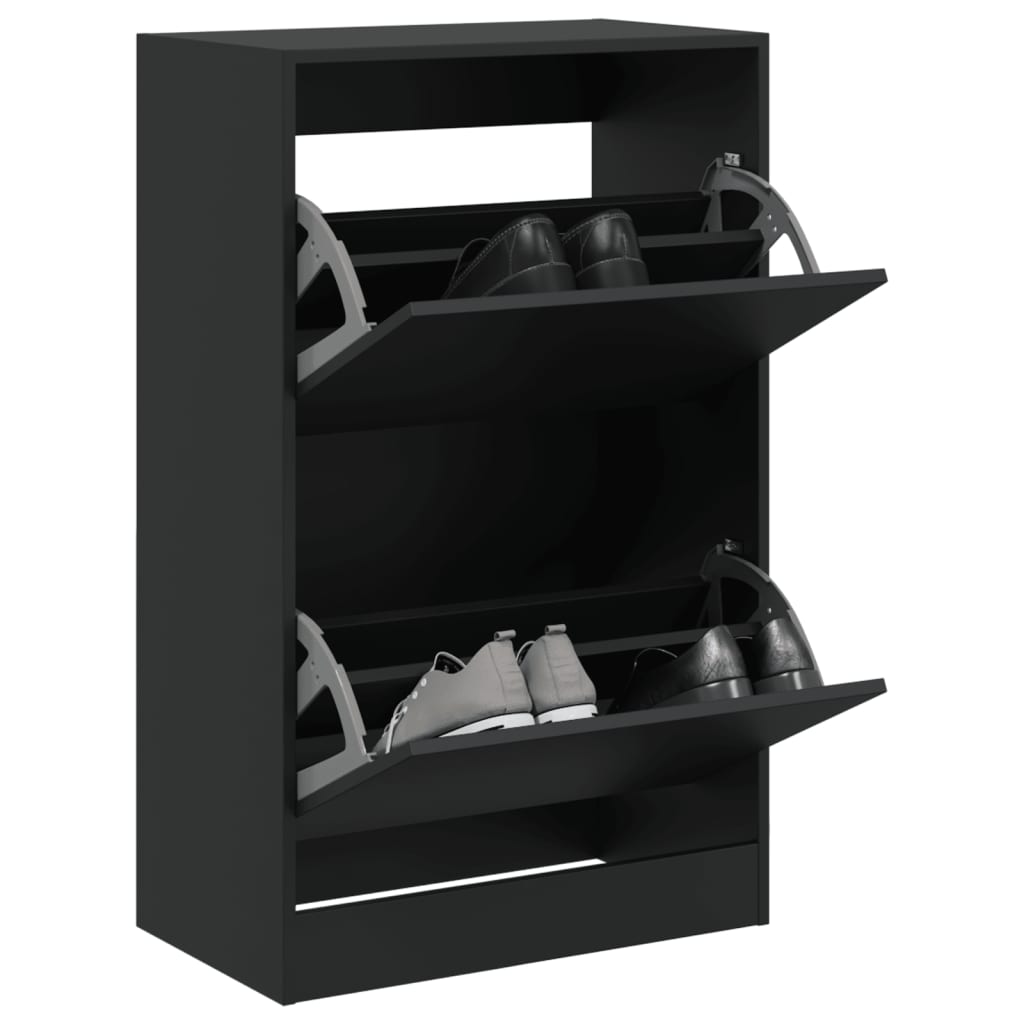 vidaXL Armoire à chaussures noir 60x34x96,5 cm bois d'ingénierie