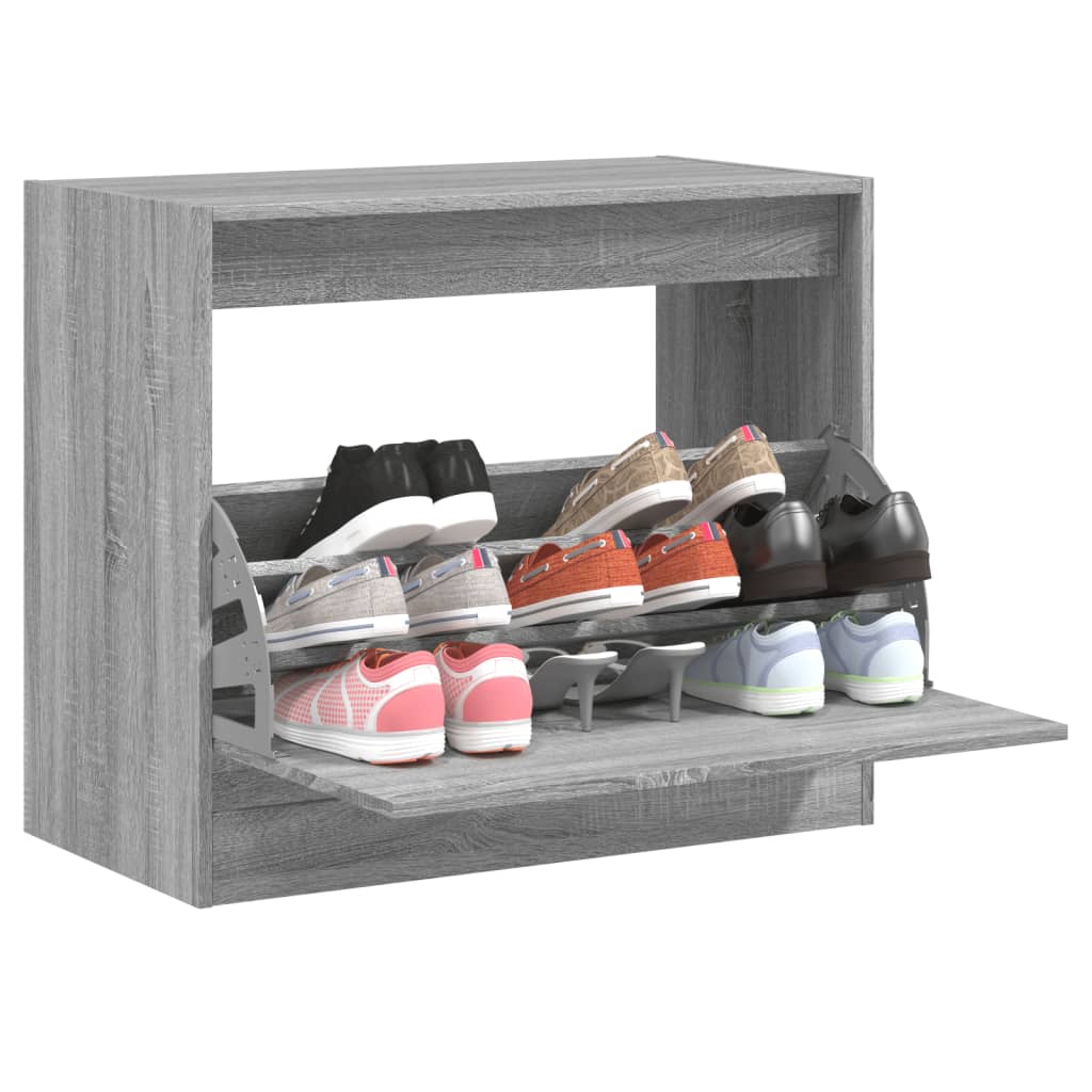 vidaXL Schuhschrank Grau Sonoma 80x42x69 cm Holzwerkstoff