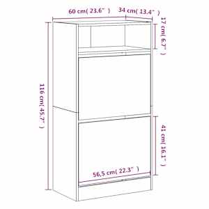 Botník kouřový dub 60 x 34 x 116 cm kompozitní dřevo - obrázek 9