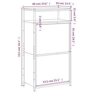 Botník kouřový dub 60 x 34 x 112 cm kompozitní dřevo - obrázek 9