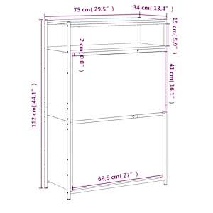 Botník kouřový dub 75 x 34 x 112 cm kompozitní dřevo - obrázek 9
