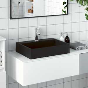 Umivalnik 50x38x11 cm liti mineral/ liti marmor mat črna