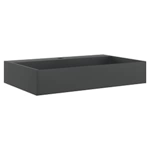 Umyvadlo 60x38x11 cm minerální/mramorový kompozit černé - obrázek 2