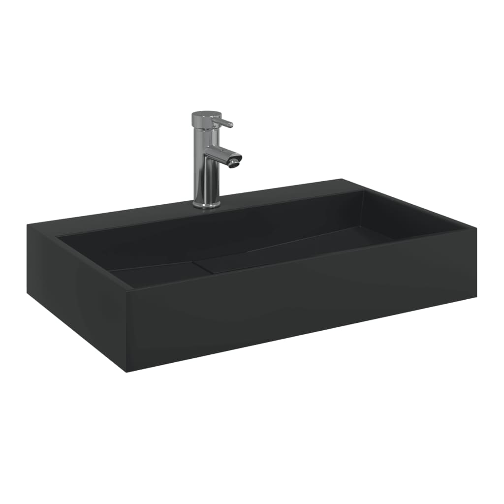 vidaXL Umývadlo minerálny/mramorový odliatok 60x38x11cm matné čierne