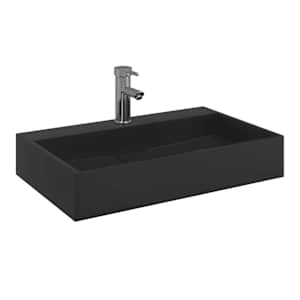 Umyvadlo 60x38x11 cm minerální/mramorový kompozit černé - obrázek 3
