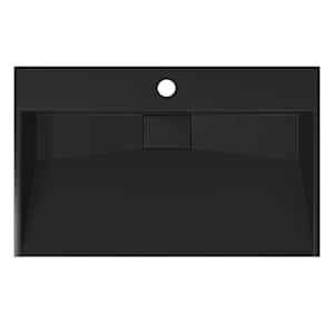 Umyvadlo 60x38x11 cm minerální/mramorový kompozit černé - obrázek 7