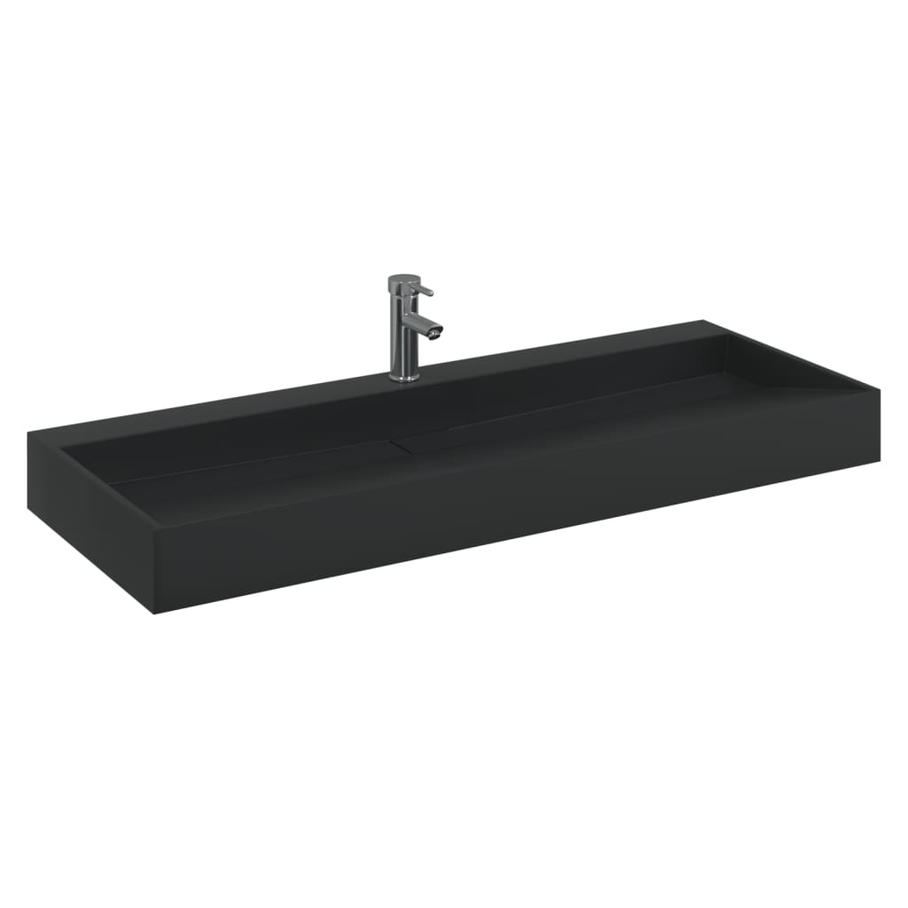 vidaXL Wastafel 120x46x11 cm gegoten mineraal/marmer matzwart afbeelding