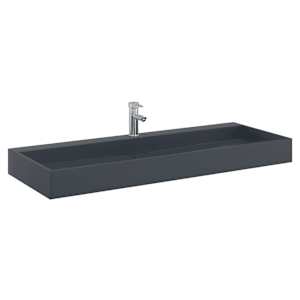 Umyvadlo 120x46x11 cm minerální/mramorový kompozit antracitové - obrázek 3
