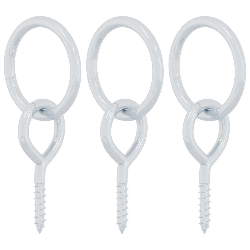 vidaXL Uvazovací kroužky na koně s okem 3 ks stříbrné ocel