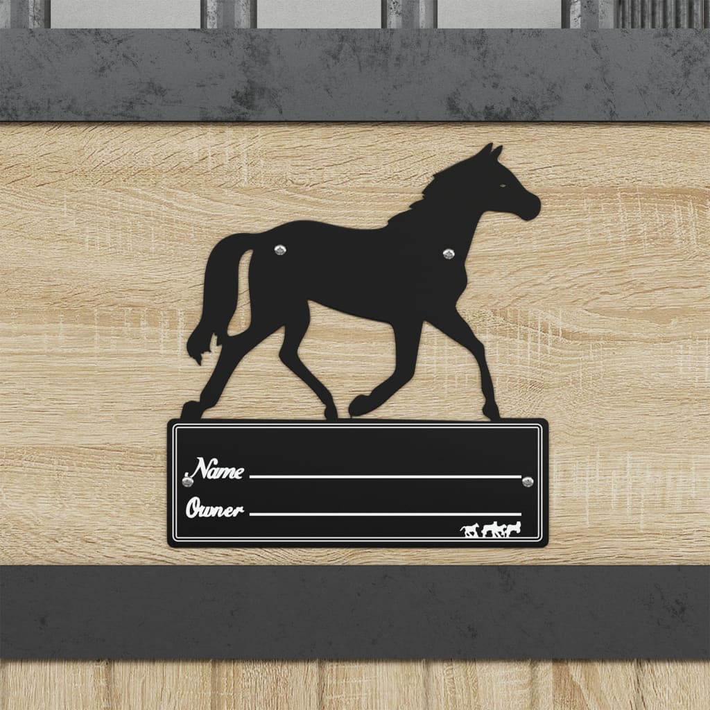 Namensschild für Pferdebox Schwarz Stahl