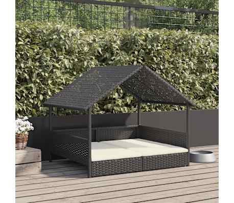 vidaXL Legowisko dla psa, z poduszką, rattan PE