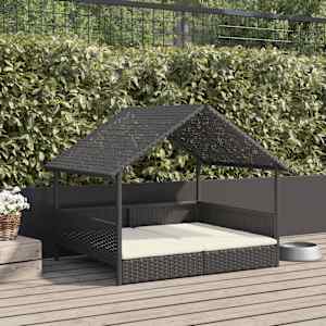 vidaXL Legowisko dla psa, z poduszką, rattan PE