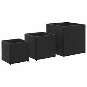 vidaXL aia taimekastid 3 tk, must, pol&uuml;rotang